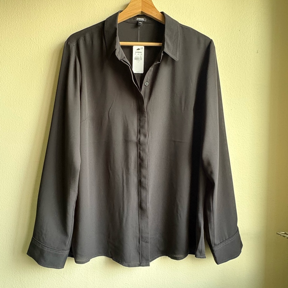 Express Black Portofino Button Down Blouse
